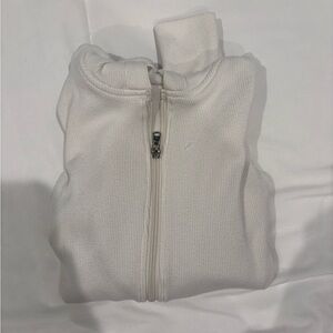 White Zip-Up Sweater Hollister